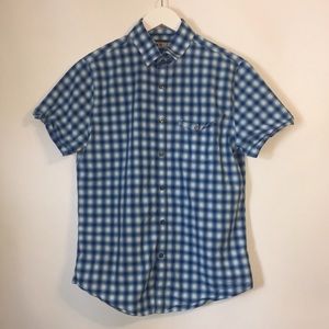 Express Men's Fitted Button Up Shirt Blue Med